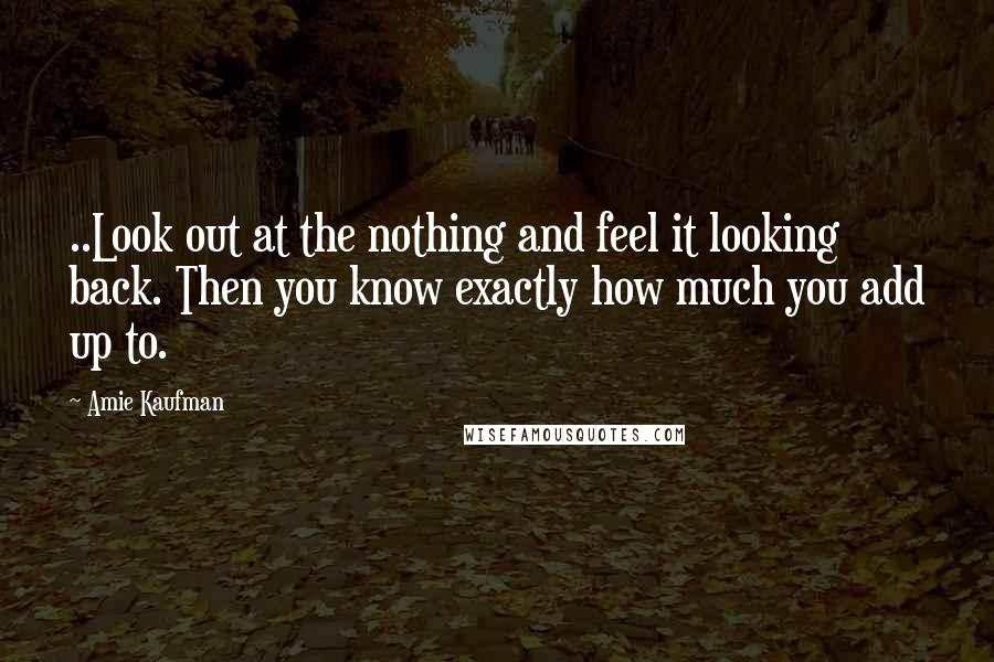 Amie Kaufman Quotes: ..Look out at the nothing and feel it looking back. Then you know exactly how much you add up to.