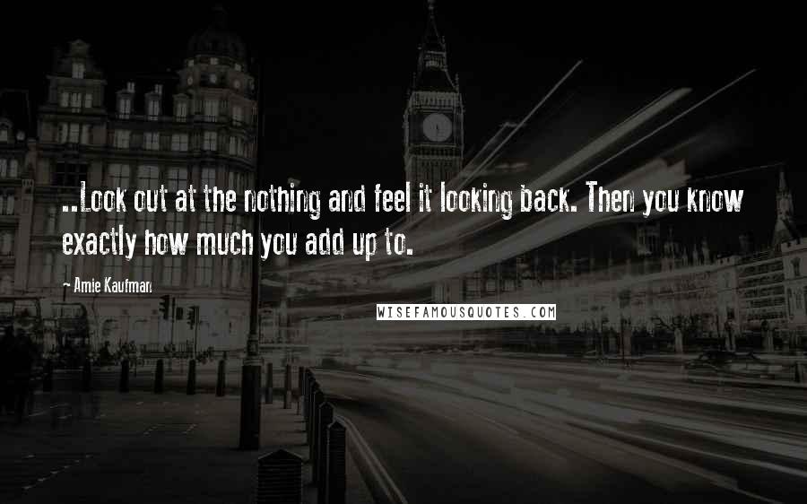 Amie Kaufman Quotes: ..Look out at the nothing and feel it looking back. Then you know exactly how much you add up to.