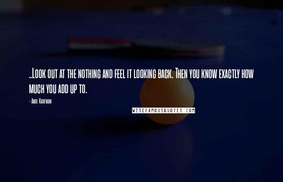 Amie Kaufman Quotes: ..Look out at the nothing and feel it looking back. Then you know exactly how much you add up to.