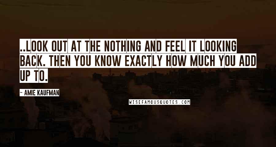 Amie Kaufman Quotes: ..Look out at the nothing and feel it looking back. Then you know exactly how much you add up to.