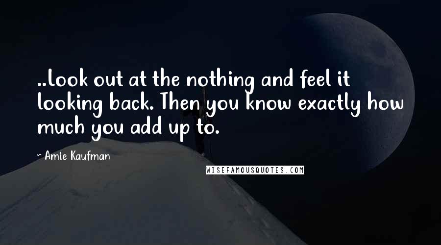 Amie Kaufman Quotes: ..Look out at the nothing and feel it looking back. Then you know exactly how much you add up to.