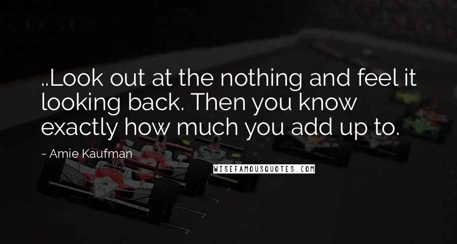 Amie Kaufman Quotes: ..Look out at the nothing and feel it looking back. Then you know exactly how much you add up to.