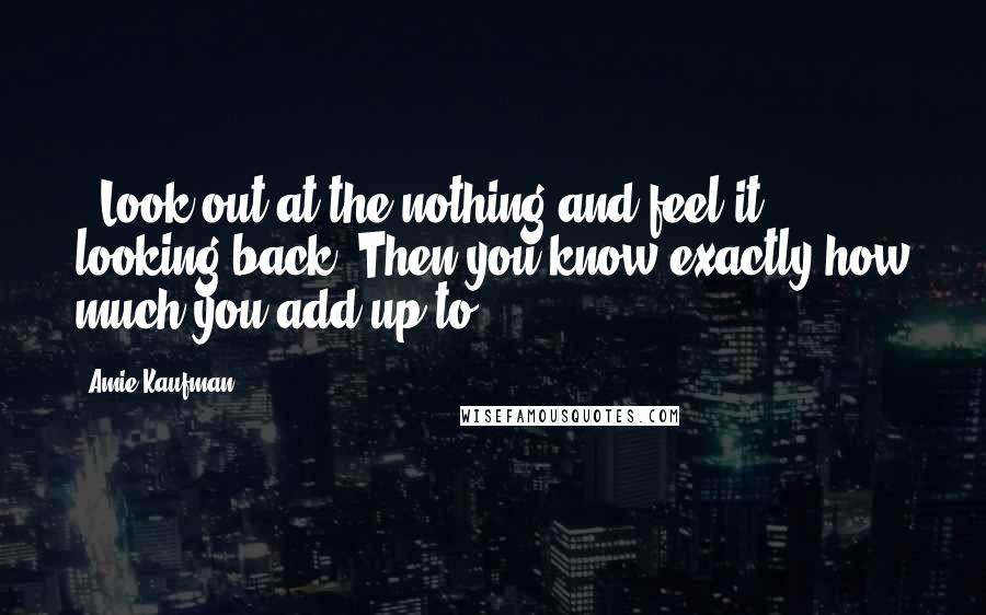 Amie Kaufman Quotes: ..Look out at the nothing and feel it looking back. Then you know exactly how much you add up to.