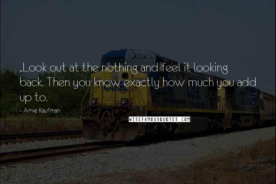 Amie Kaufman Quotes: ..Look out at the nothing and feel it looking back. Then you know exactly how much you add up to.