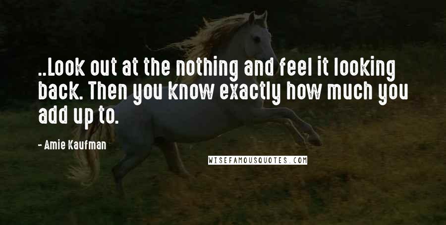 Amie Kaufman Quotes: ..Look out at the nothing and feel it looking back. Then you know exactly how much you add up to.