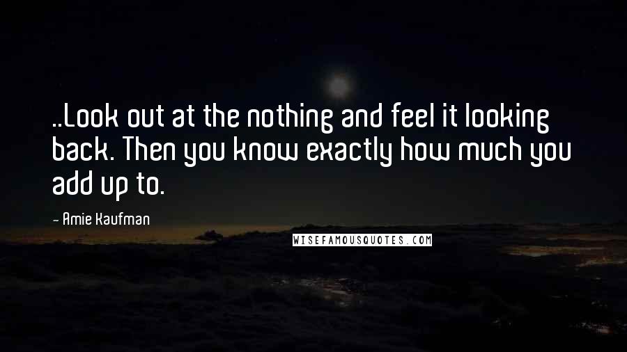 Amie Kaufman Quotes: ..Look out at the nothing and feel it looking back. Then you know exactly how much you add up to.