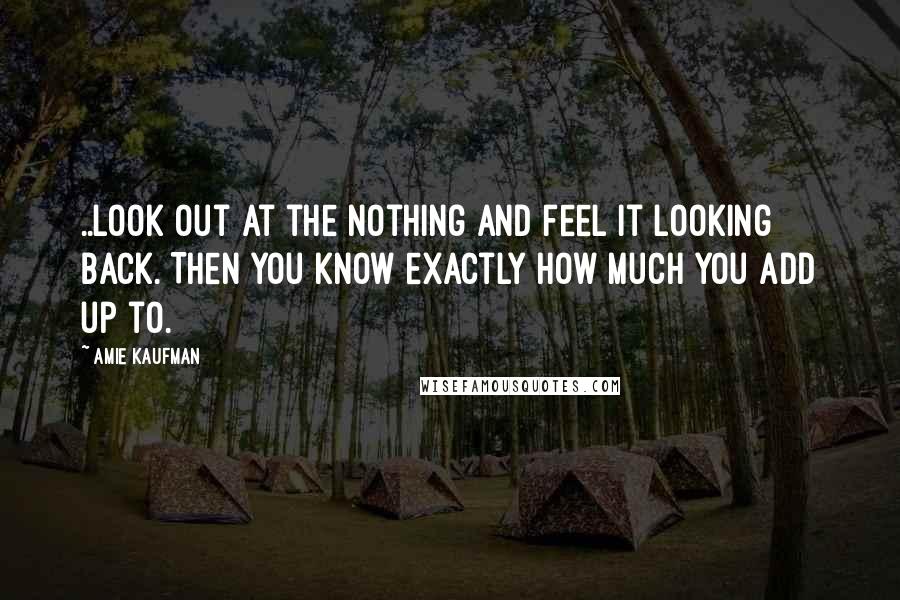 Amie Kaufman Quotes: ..Look out at the nothing and feel it looking back. Then you know exactly how much you add up to.