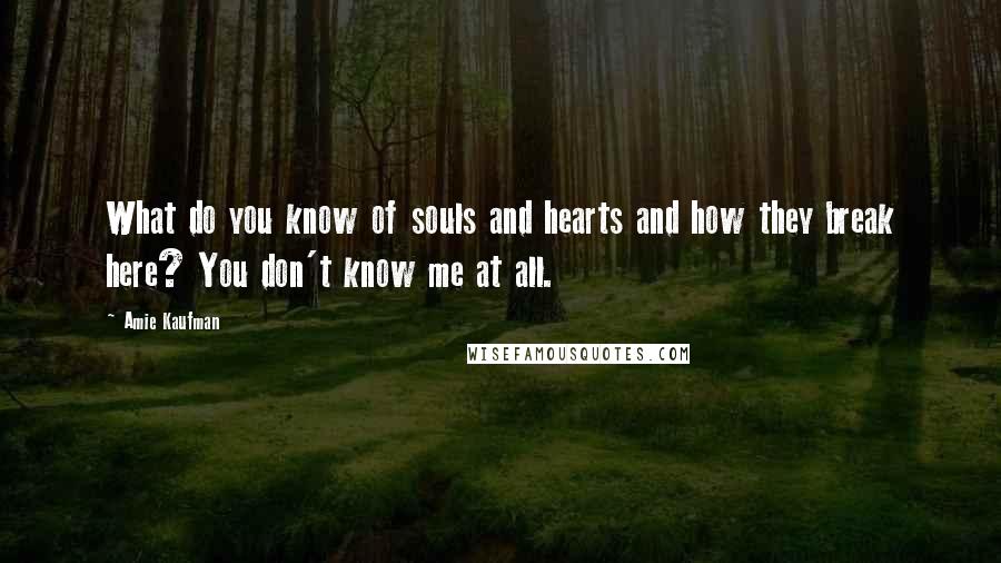 Amie Kaufman Quotes: What do you know of souls and hearts and how they break here? You don't know me at all.