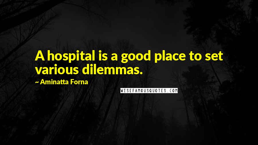 Aminatta Forna Quotes: A hospital is a good place to set various dilemmas.