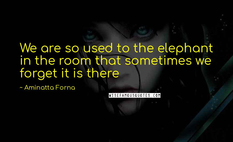 Aminatta Forna Quotes: We are so used to the elephant in the room that sometimes we forget it is there