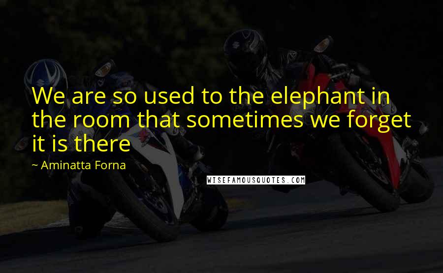 Aminatta Forna Quotes: We are so used to the elephant in the room that sometimes we forget it is there