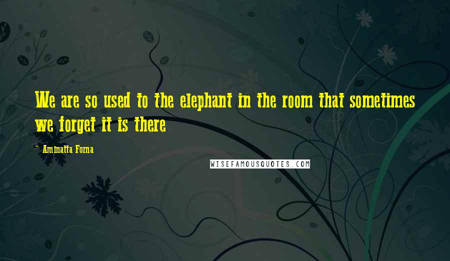 Aminatta Forna Quotes: We are so used to the elephant in the room that sometimes we forget it is there
