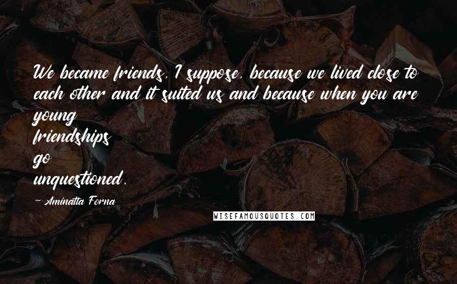 Aminatta Forna Quotes: We became friends, I suppose, because we lived close to each other and it suited us and because when you are young friendships go unquestioned.