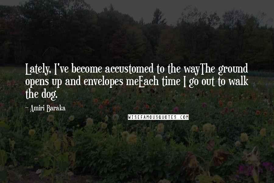 Amiri Baraka Quotes: Lately, I've become accustomed to the wayThe ground opens up and envelopes meEach time I go out to walk the dog.
