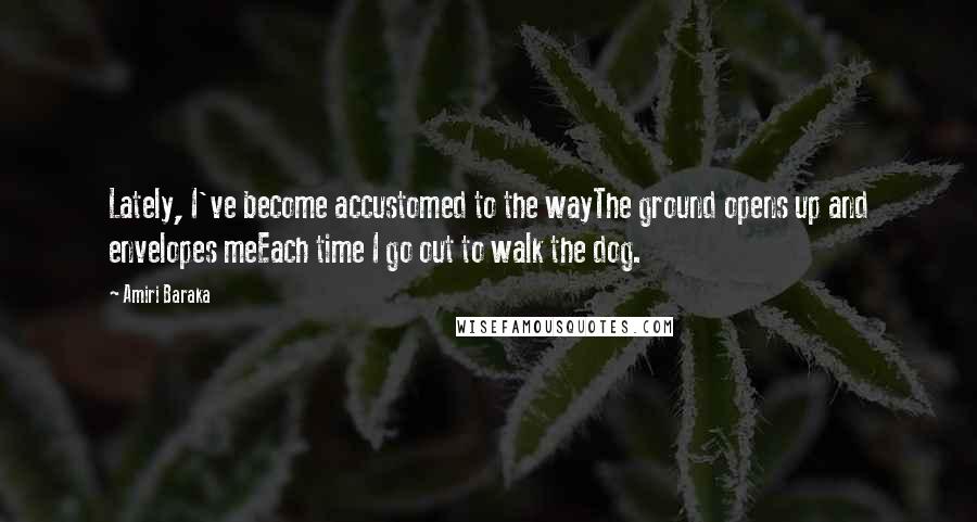 Amiri Baraka Quotes: Lately, I've become accustomed to the wayThe ground opens up and envelopes meEach time I go out to walk the dog.