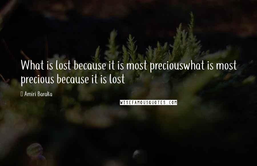 Amiri Baraka Quotes: What is lost because it is most preciouswhat is most precious because it is lost