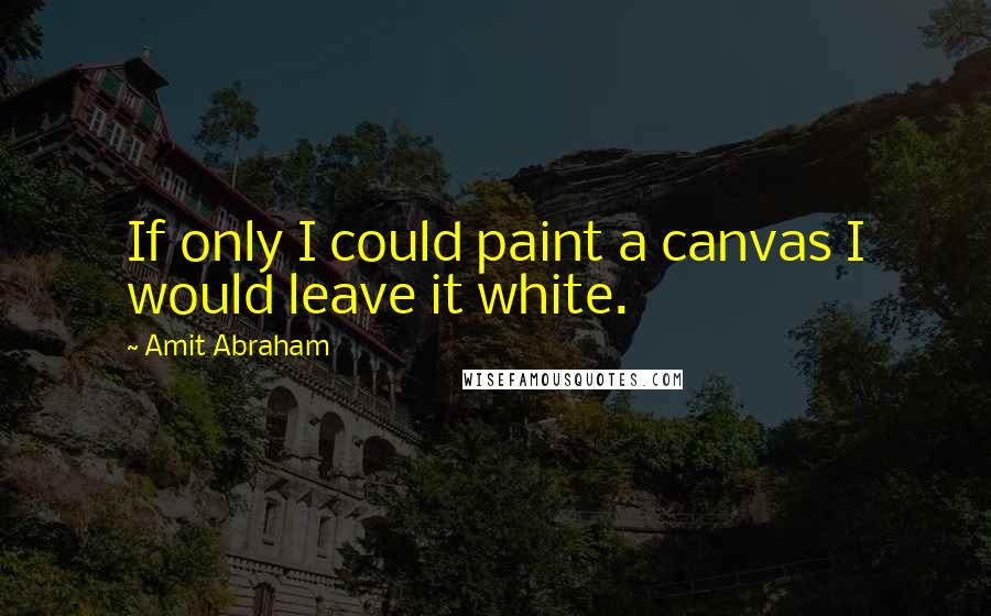 Amit Abraham Quotes: If only I could paint a canvas I would leave it white.