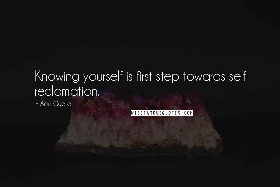 Amit Gupta Quotes: Knowing yourself is first step towards self reclamation.