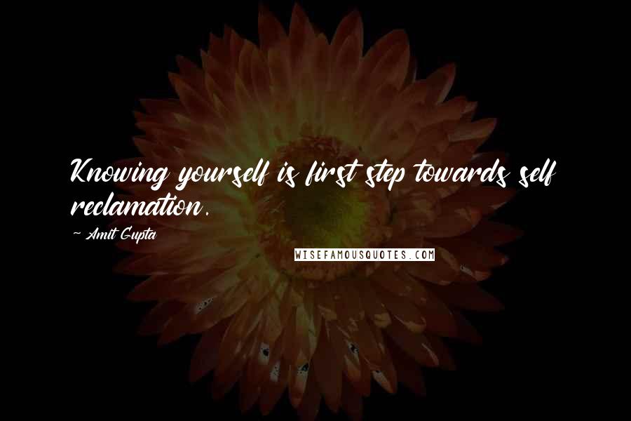 Amit Gupta Quotes: Knowing yourself is first step towards self reclamation.