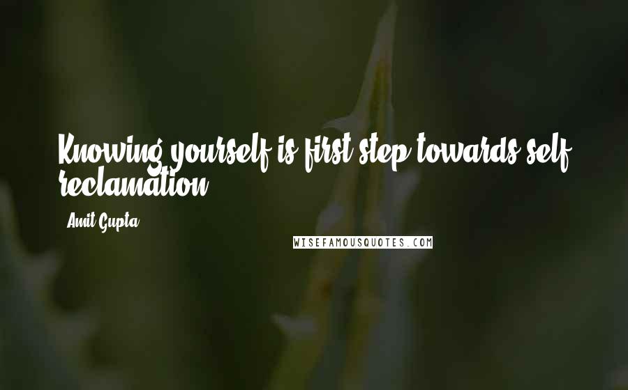 Amit Gupta Quotes: Knowing yourself is first step towards self reclamation.