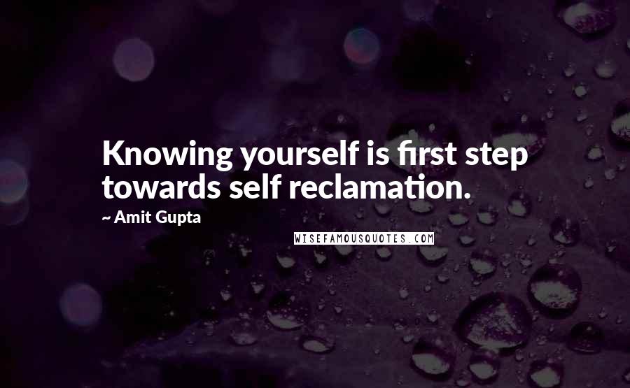 Amit Gupta Quotes: Knowing yourself is first step towards self reclamation.