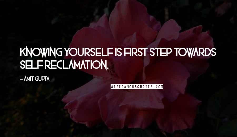 Amit Gupta Quotes: Knowing yourself is first step towards self reclamation.