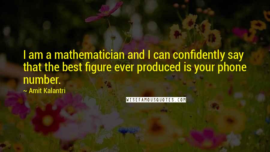 Amit Kalantri Quotes: I am a mathematician and I can confidently say that the best figure ever produced is your phone number.