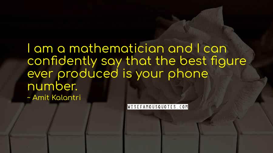 Amit Kalantri Quotes: I am a mathematician and I can confidently say that the best figure ever produced is your phone number.