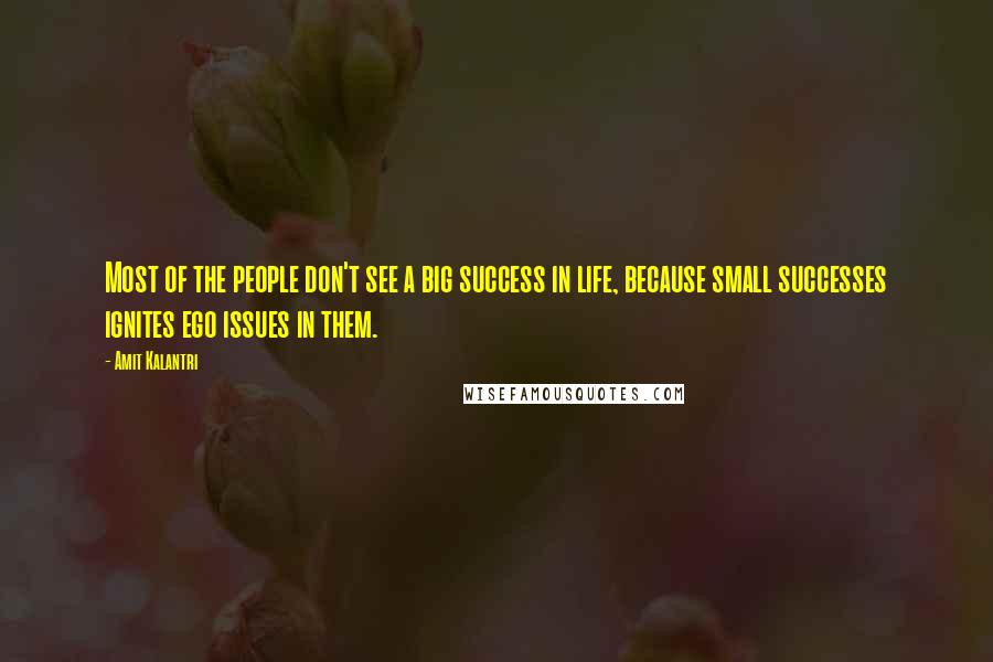 Amit Kalantri Quotes: Most of the people don't see a big success in life, because small successes ignites ego issues in them.