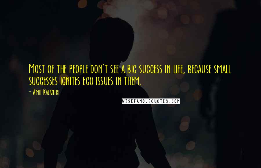 Amit Kalantri Quotes: Most of the people don't see a big success in life, because small successes ignites ego issues in them.