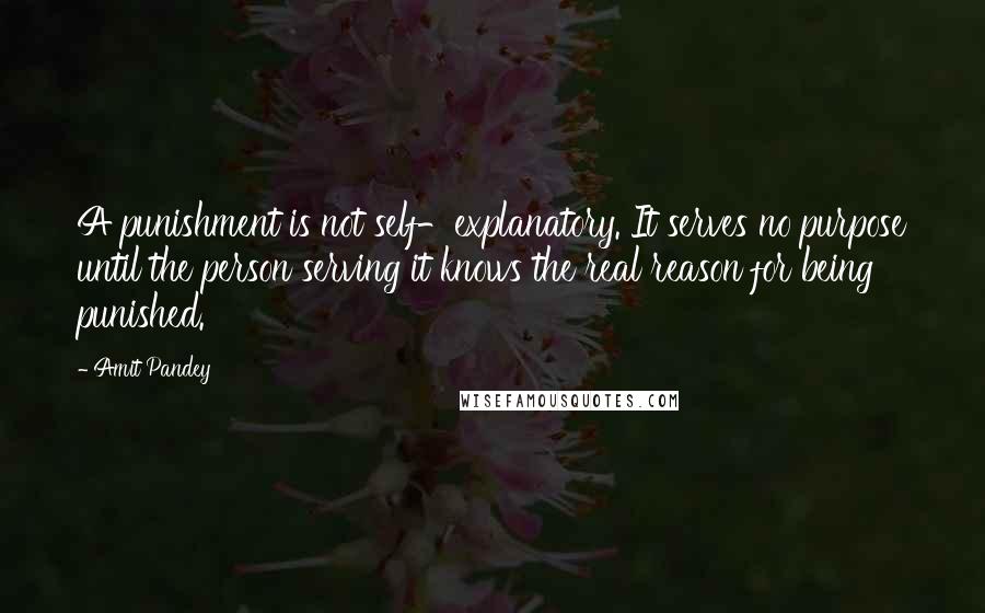 Amit Pandey Quotes: A punishment is not self-explanatory. It serves no purpose until the person serving it knows the real reason for being punished.