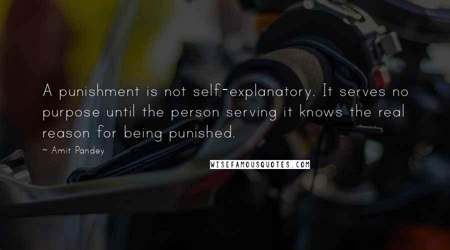 Amit Pandey Quotes: A punishment is not self-explanatory. It serves no purpose until the person serving it knows the real reason for being punished.