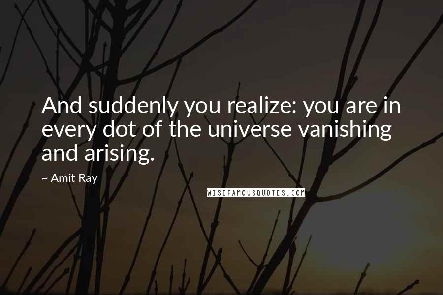 Amit Ray Quotes: And suddenly you realize: you are in every dot of the universe vanishing and arising.