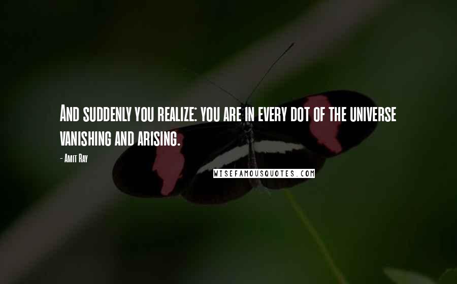 Amit Ray Quotes: And suddenly you realize: you are in every dot of the universe vanishing and arising.