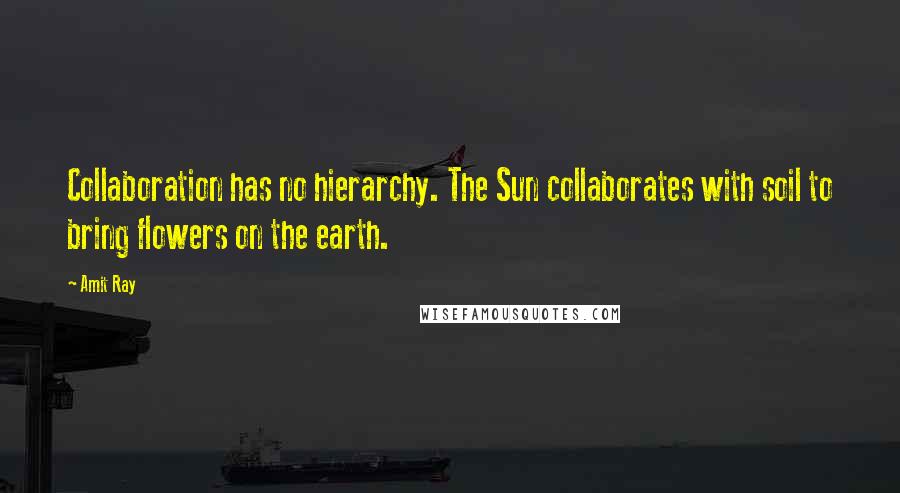 Amit Ray Quotes: Collaboration has no hierarchy. The Sun collaborates with soil to bring flowers on the earth.