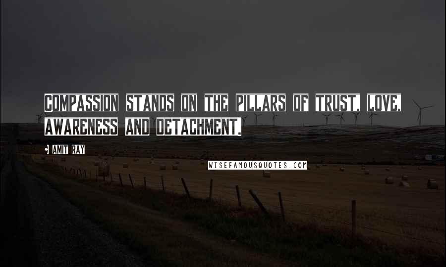Amit Ray Quotes: Compassion stands on the pillars of trust, love, awareness and detachment.