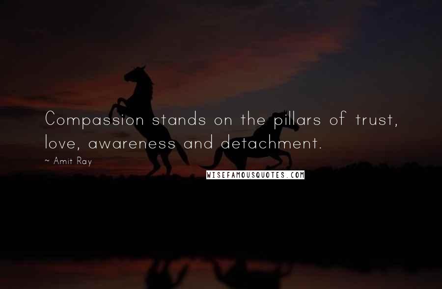 Amit Ray Quotes: Compassion stands on the pillars of trust, love, awareness and detachment.