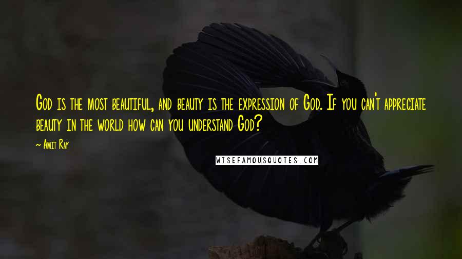 Amit Ray Quotes: God is the most beautiful, and beauty is the expression of God. If you can't appreciate beauty in the world how can you understand God?