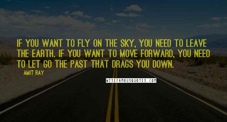 Amit Ray Quotes: If you want to fly on the sky, you need to leave the earth. If you want to move forward, you need to let go the past that drags you down.