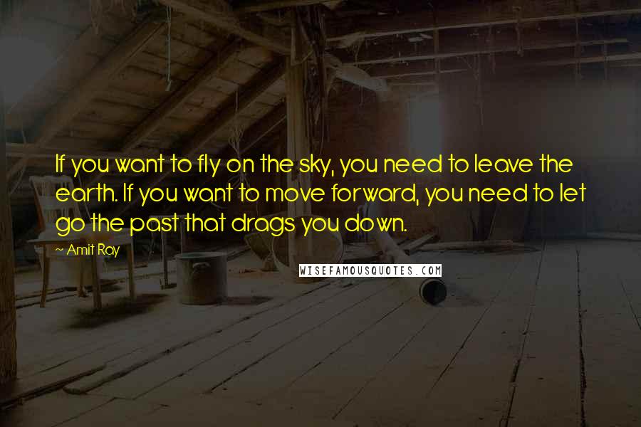 Amit Ray Quotes: If you want to fly on the sky, you need to leave the earth. If you want to move forward, you need to let go the past that drags you down.