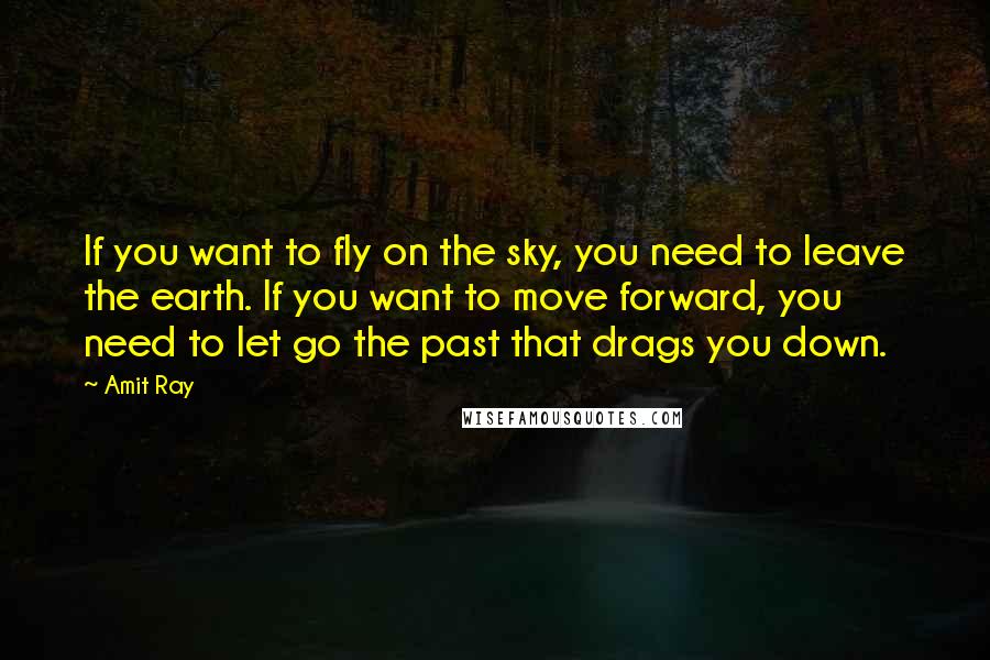 Amit Ray Quotes: If you want to fly on the sky, you need to leave the earth. If you want to move forward, you need to let go the past that drags you down.