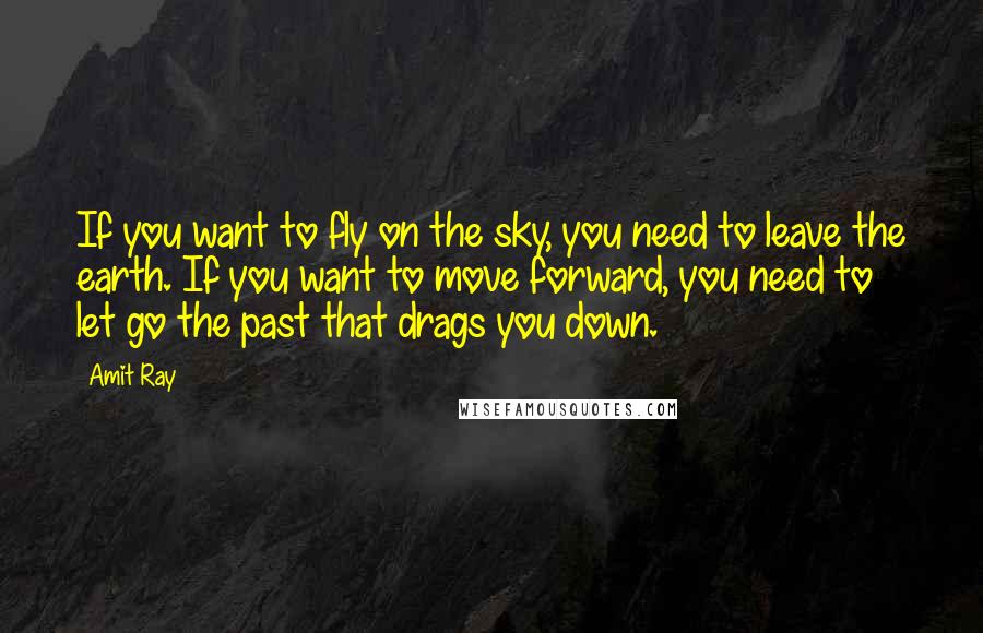 Amit Ray Quotes: If you want to fly on the sky, you need to leave the earth. If you want to move forward, you need to let go the past that drags you down.