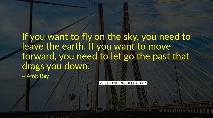 Amit Ray Quotes: If you want to fly on the sky, you need to leave the earth. If you want to move forward, you need to let go the past that drags you down.