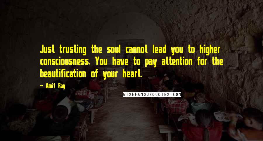Amit Ray Quotes: Just trusting the soul cannot lead you to higher consciousness. You have to pay attention for the beautification of your heart.