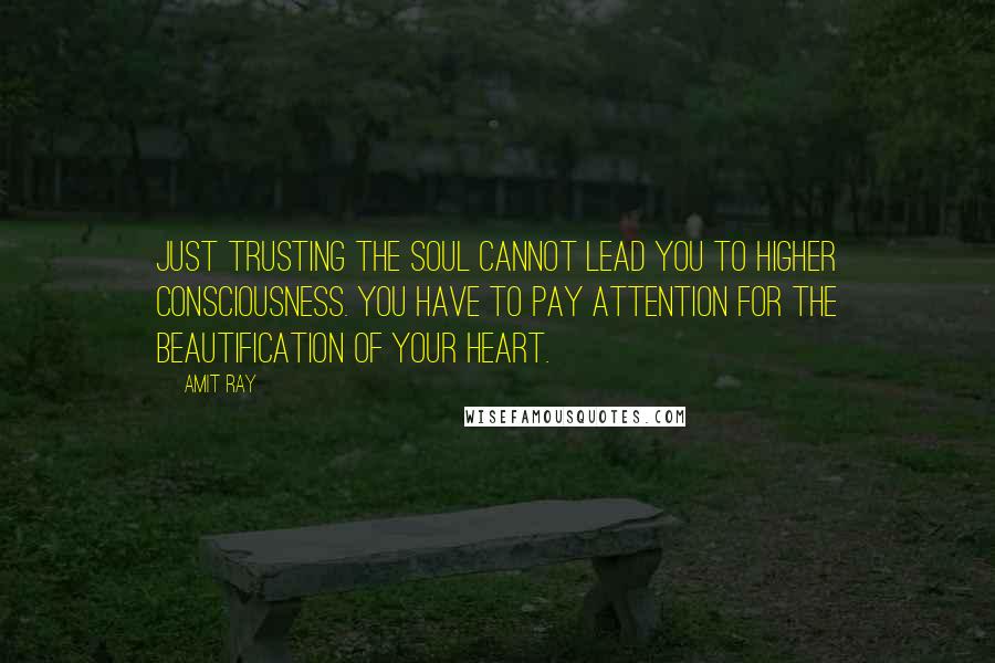 Amit Ray Quotes: Just trusting the soul cannot lead you to higher consciousness. You have to pay attention for the beautification of your heart.