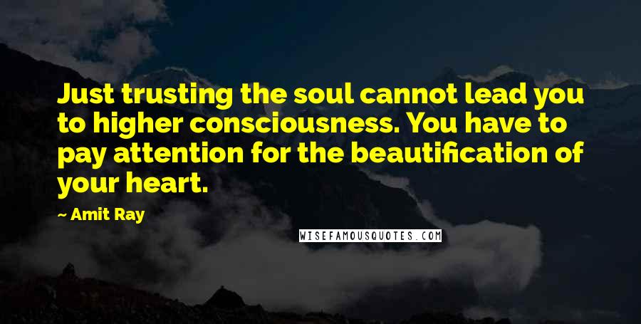 Amit Ray Quotes: Just trusting the soul cannot lead you to higher consciousness. You have to pay attention for the beautification of your heart.