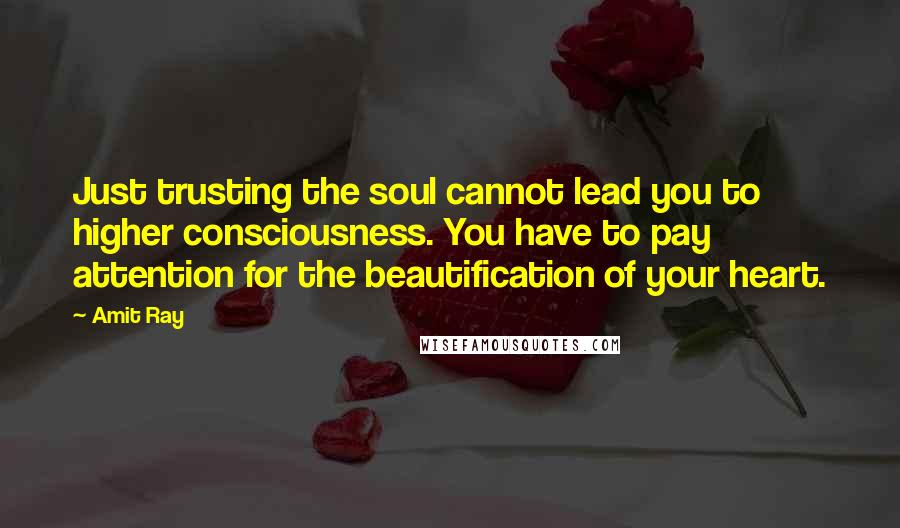 Amit Ray Quotes: Just trusting the soul cannot lead you to higher consciousness. You have to pay attention for the beautification of your heart.