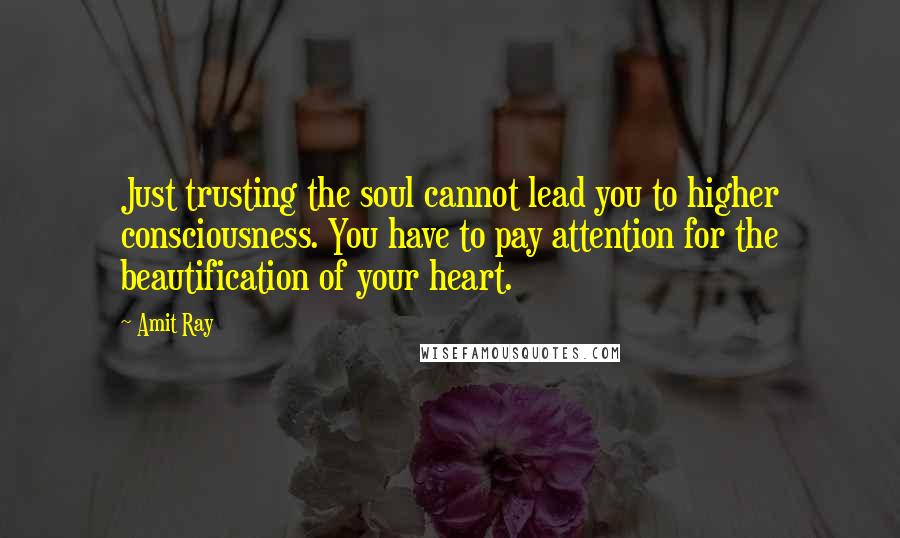 Amit Ray Quotes: Just trusting the soul cannot lead you to higher consciousness. You have to pay attention for the beautification of your heart.