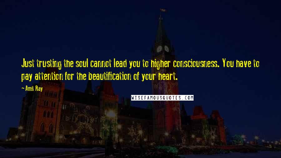 Amit Ray Quotes: Just trusting the soul cannot lead you to higher consciousness. You have to pay attention for the beautification of your heart.