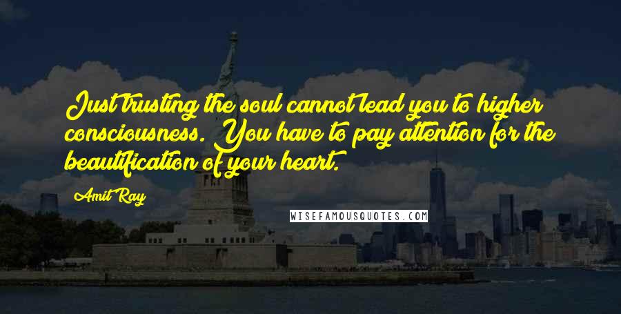 Amit Ray Quotes: Just trusting the soul cannot lead you to higher consciousness. You have to pay attention for the beautification of your heart.